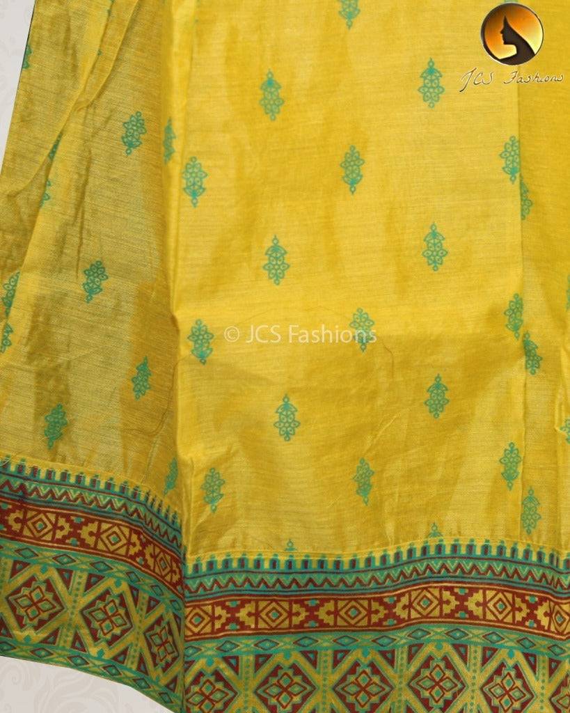 Bollywood Style Chanderi Gown with Yoke Embroidery and Dupatta Set Kurti JCS Fashions