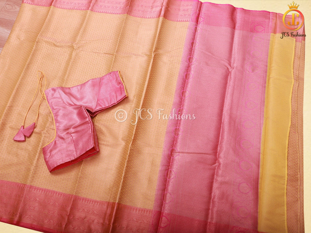 Butta Design Soft Silk Saree With stitched Matching Blouse SAREE JCS Fashions 5.5 meters Yellow