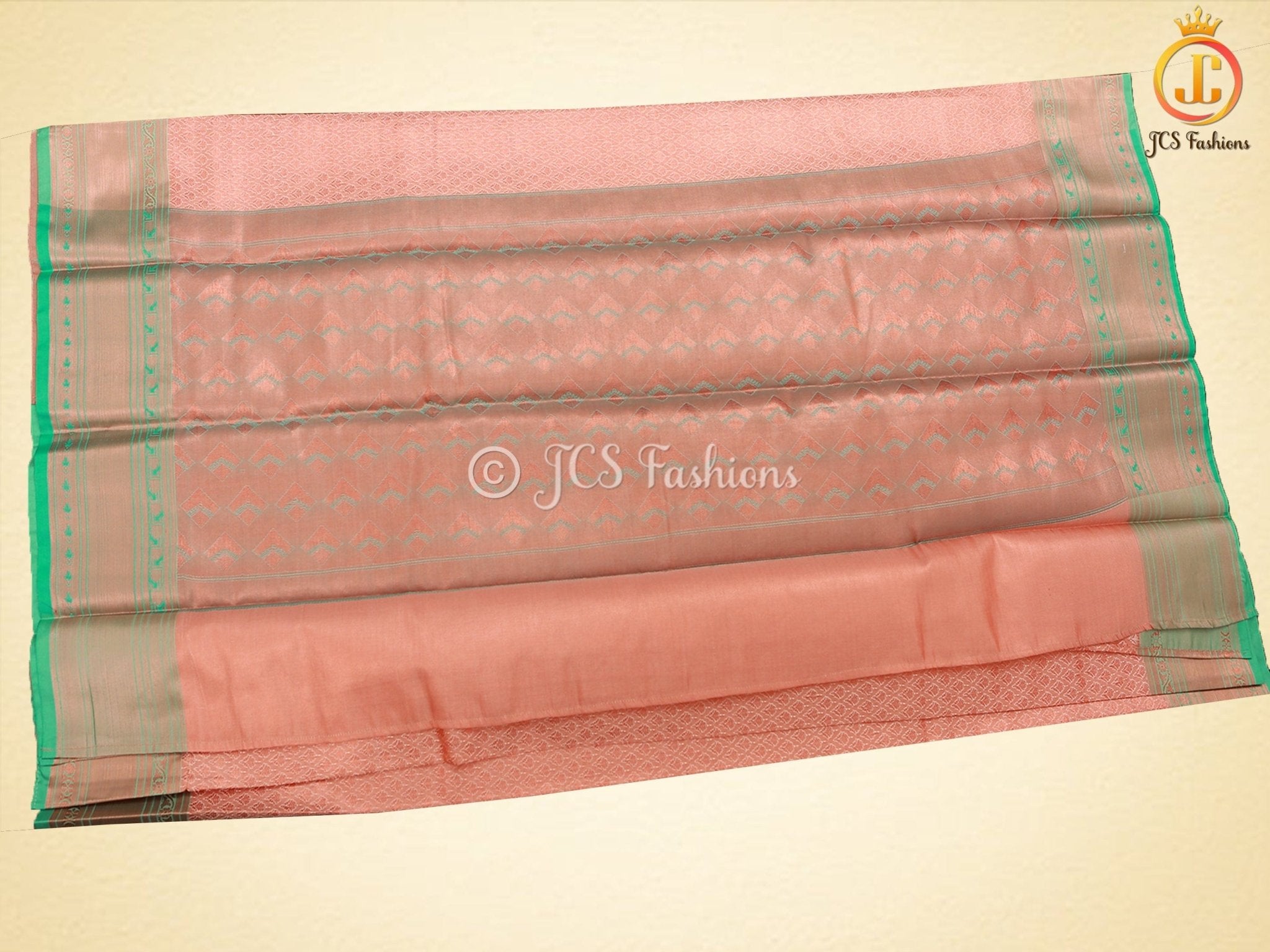 Copper Zari Border Semi-Soft Silk Saree With Blouse SAREE JCS Fashions