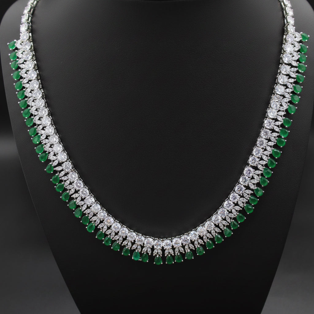 Cubic Zirconia Long Chain with Earring - JCS Fashions Jewelry JCS Fashions