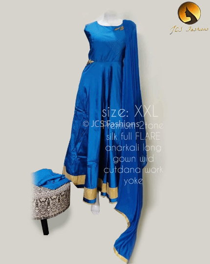 Silk Full Flare Anarkali Long Gown Salwar