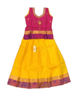 Pure Silk Pattu Paavadai Set | Kids Lehanga