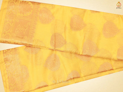 Elegant Indian Traditional Soft Silk Cotton Saree With Brocade Blouse SAREE JCS Fashions Yellow 5.5 meters