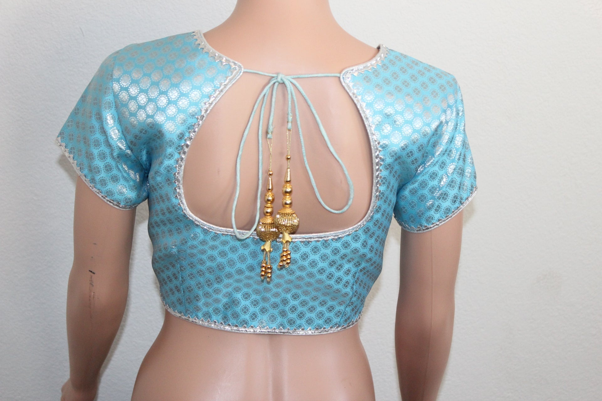 Elegant Light Blue Banarasi brocade blouse Blouse JCS Fashions