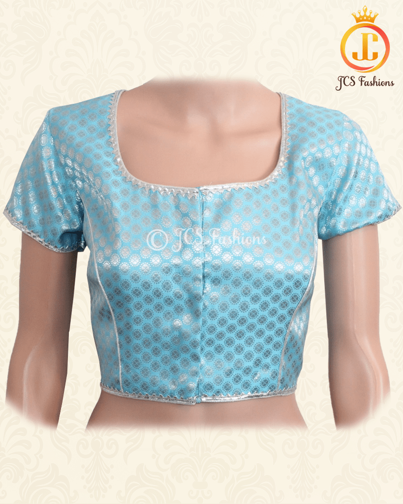 Elegant Light Blue Banarasi brocade blouse Blouse JCS Fashions Light blue 36