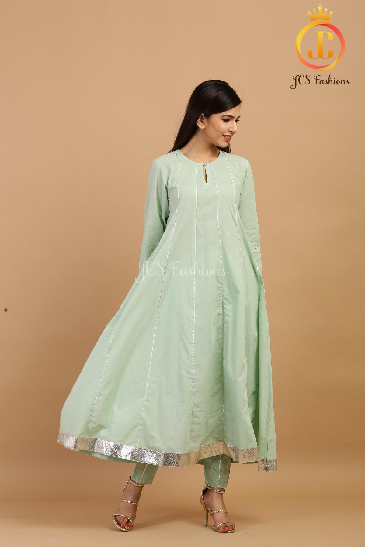 Elegant Pista Green Slack Anarkali Kurta - JCS Fashions