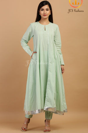 Elegant Pista Green Slack Anarkali Kurta