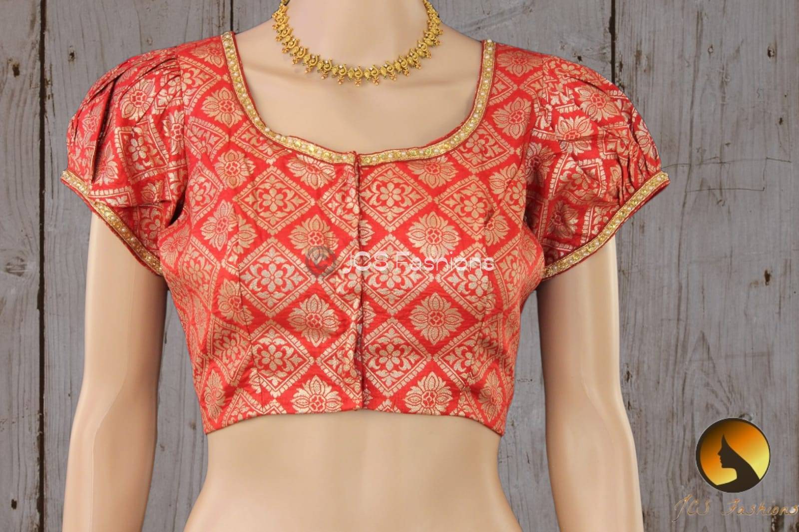 Elegant Salmon-Colored Munga Crepe Saree with Stitched Blouse Saree JCS Fashions