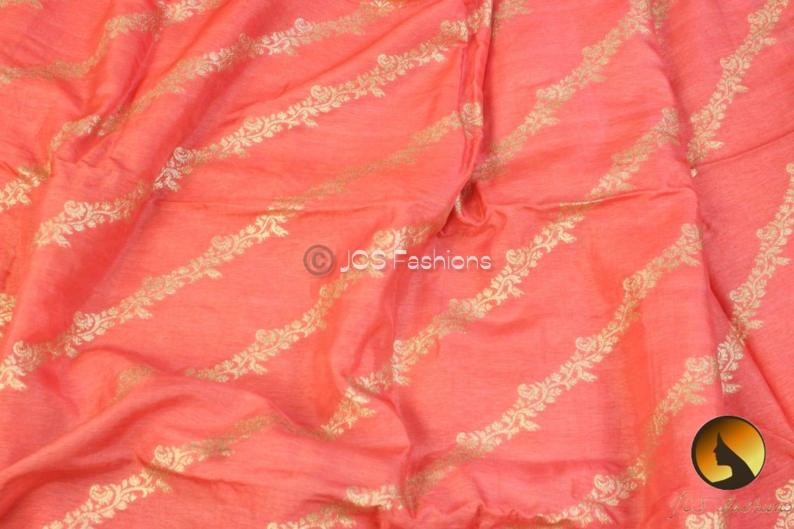 Elegant Salmon-Colored Munga Crepe Saree with Stitched Blouse Saree JCS Fashions