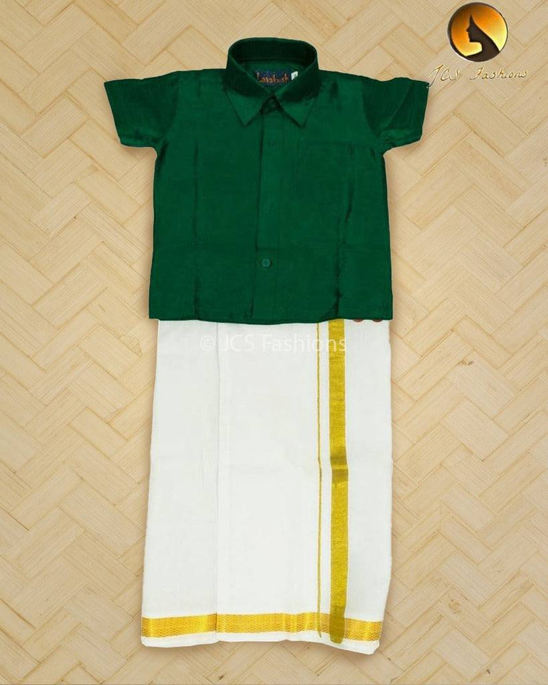 Boys Silk Dhoti and Shirt Set
