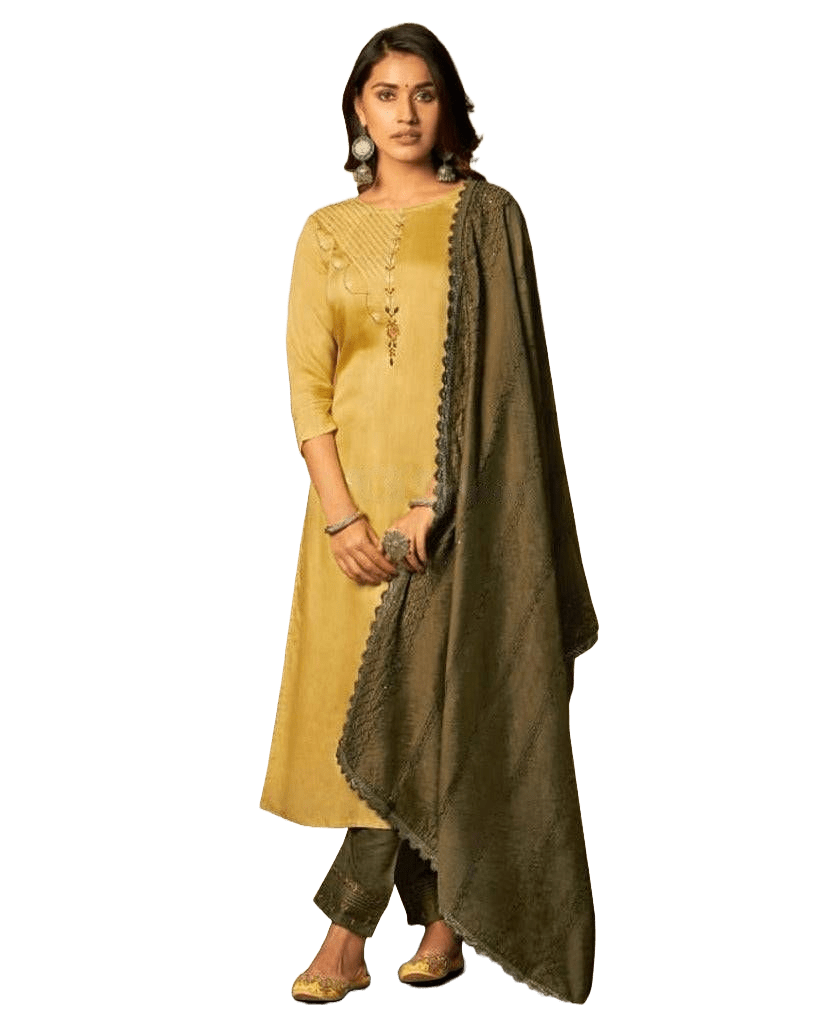 Fancy hand work 3 piece Salwar suit in Mustard Salwar JCS Fashions Mustard yellow Medium (38)