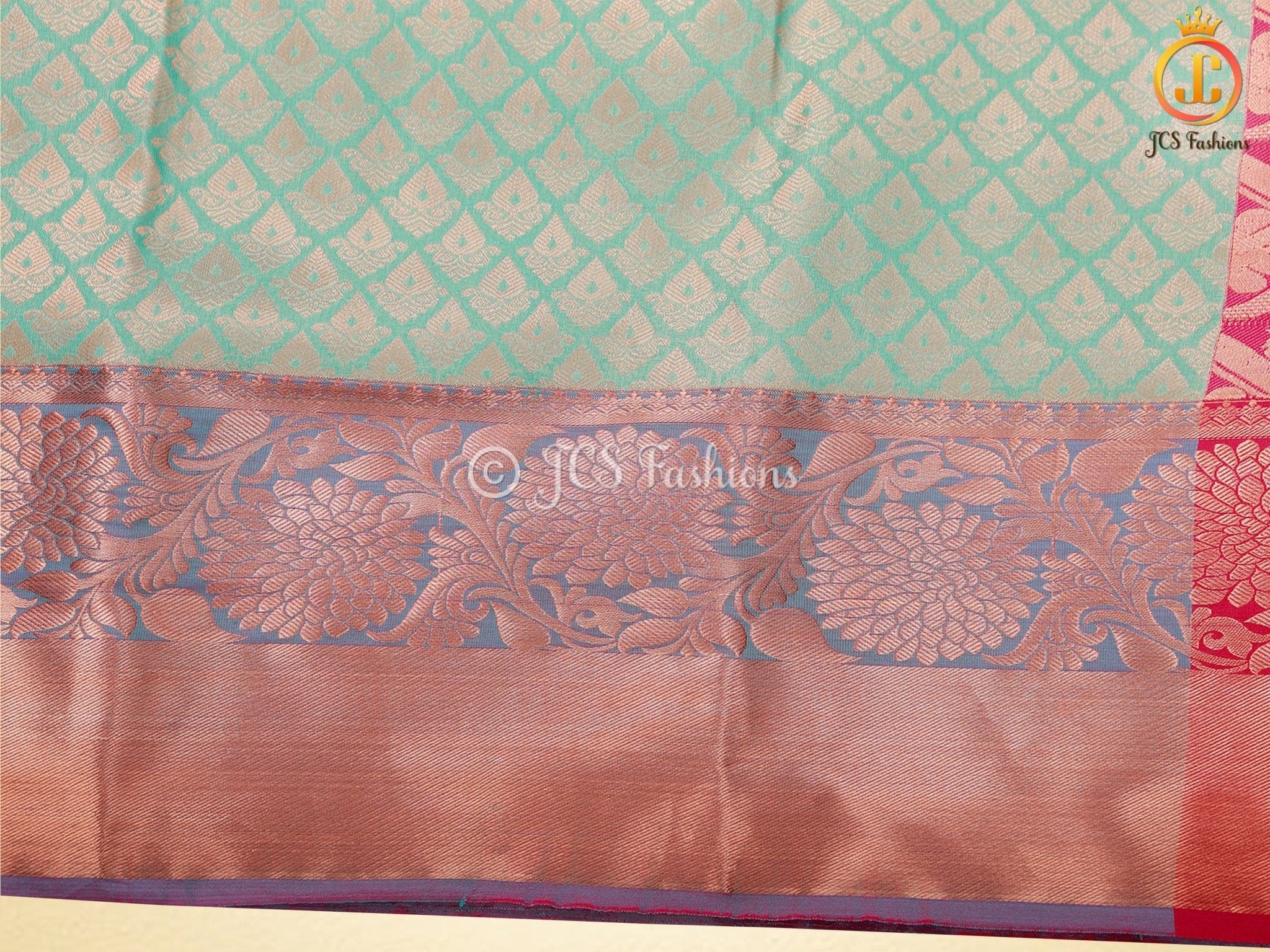 Gold Zari Thilagam Motifs Silk Saree with Fully Stitched Blouse SAREE JCS Fashions