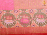 Golden Zari & Pochampally Ikkat Border Semi Silk Saree With Blouse SAREE JCS Fashions