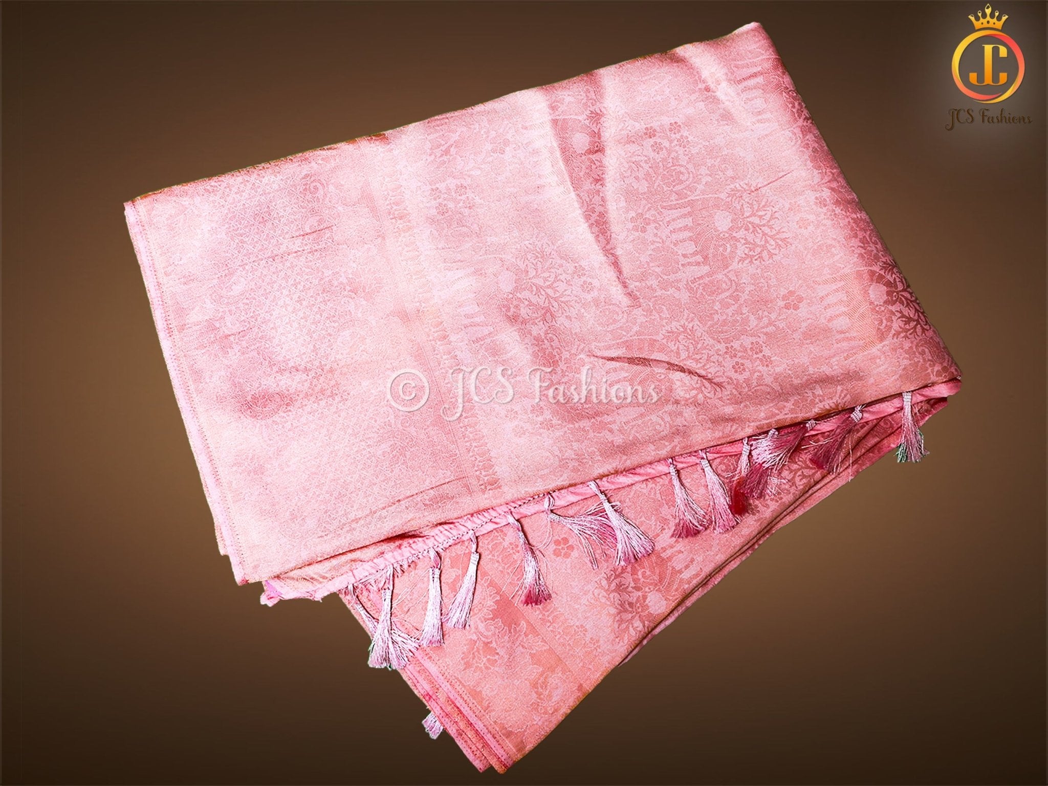 Golden Zari Weaving Peachy pink Soft Silk Saree With Fully stitched Blouse SAREE JCS Fashions