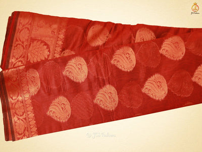 Graceful Soft Silk Cotton Saree With Brocade Blouse SAREE JCS Fashions Red 5.5 meters