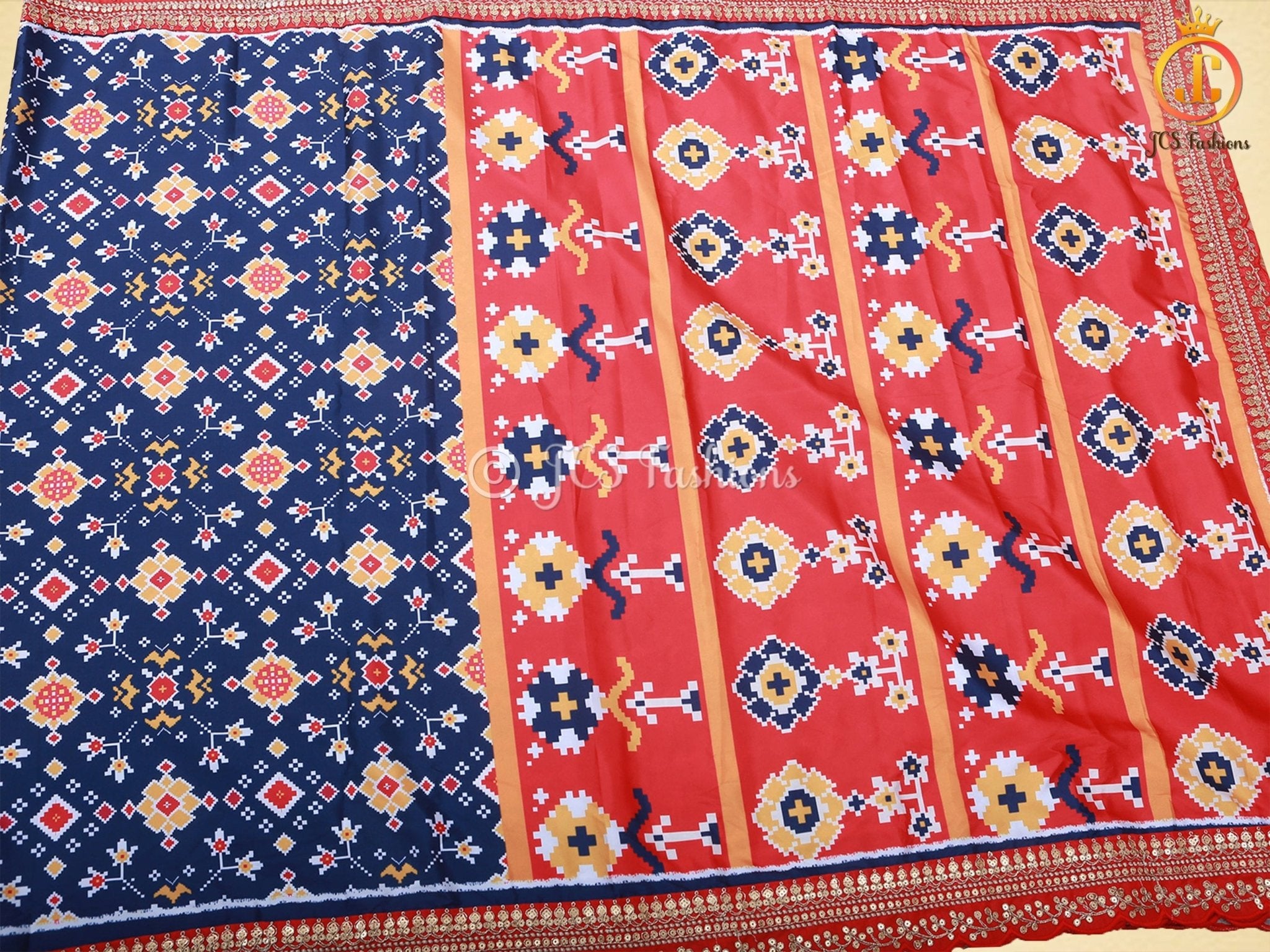 Heavy Quality Satin Silk And Digital Printed Patola Sarees With Blouse - JCS Fashions