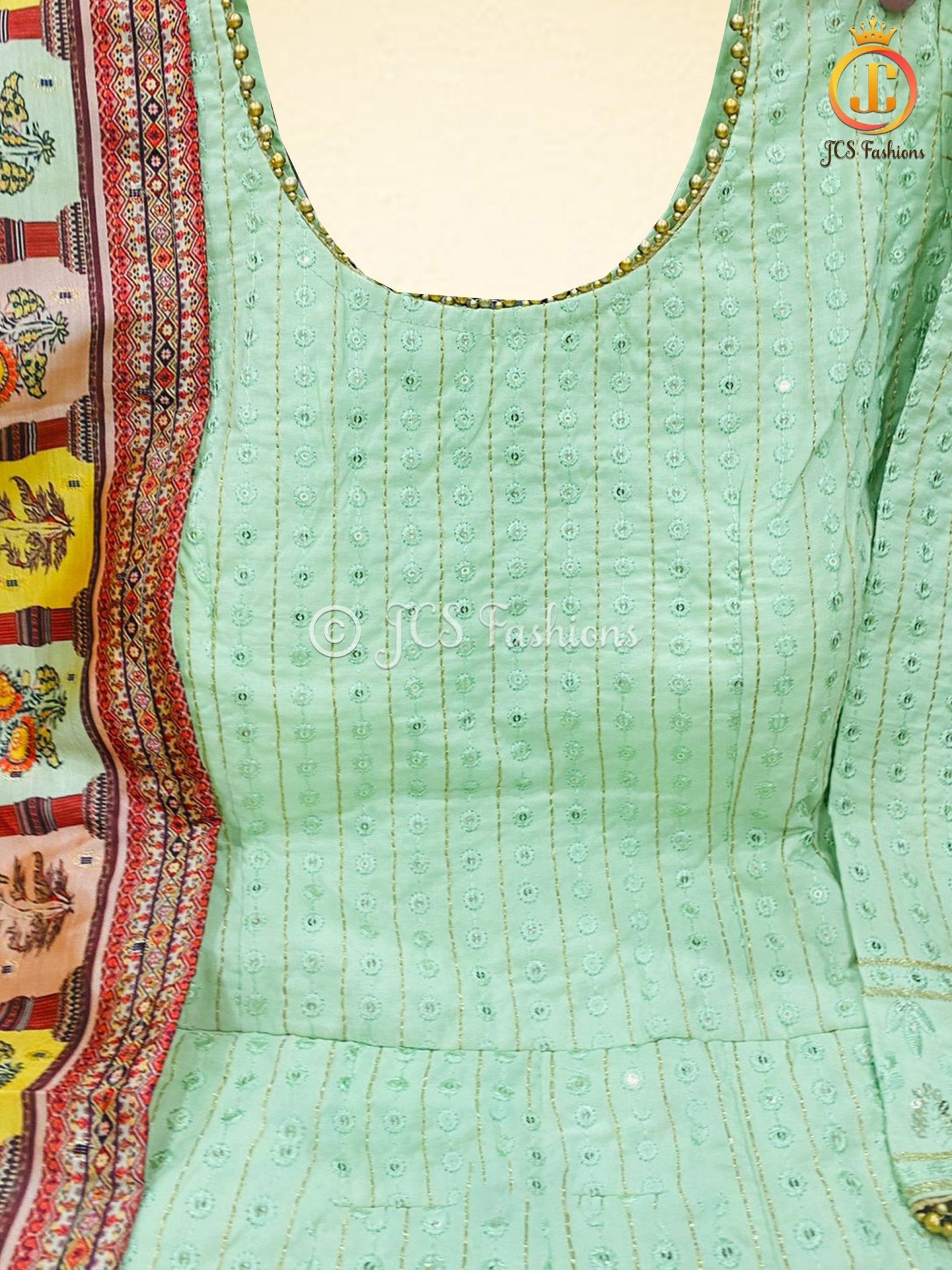Heavy Sequins Work Anarkali Gown With Digital Print Dupatta - JCS Fashions