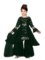 High-Low Flared Bottle Green Garara Suit GIRLS JCS Fashions Bottle Green 24