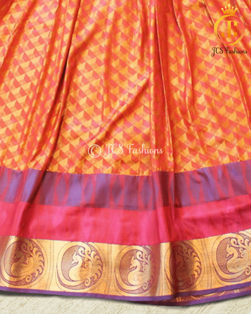 Indian Ethnic Kids Wear, Traditional Silk gown, Indian Frock, Aari/Maggam work Kids JCS Fashions