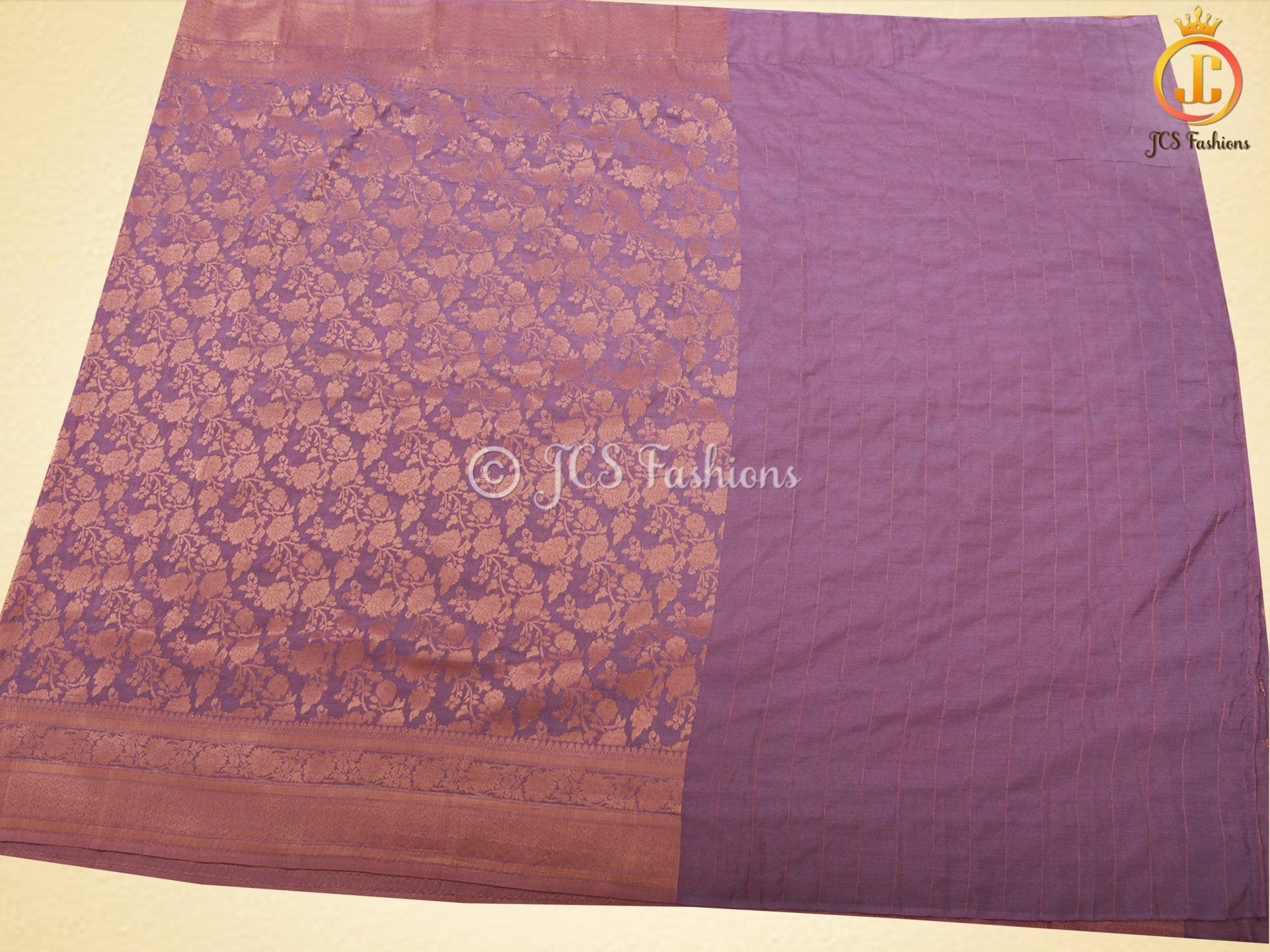 Jaal Zari Weaving Khadi Georgette Saree With Stitched Blouse SAREE JCS Fashions
