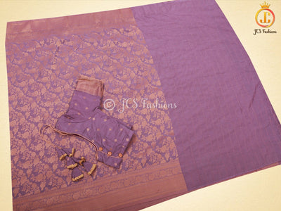 Jaal Zari Weaving Khadi Georgette Saree With Stitched Blouse SAREE JCS Fashions Wine 5.5 meters