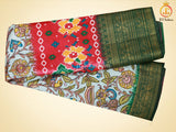 Kalamkari and Patola Print Soft Silk Saree With Kanchi Border SAREE JCS Fashions Cream 5.5 meters