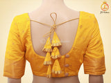 Khadi Georgette Saree With Fully stitched Blouse. Bright Yellow Color SAREE JCS Fashions