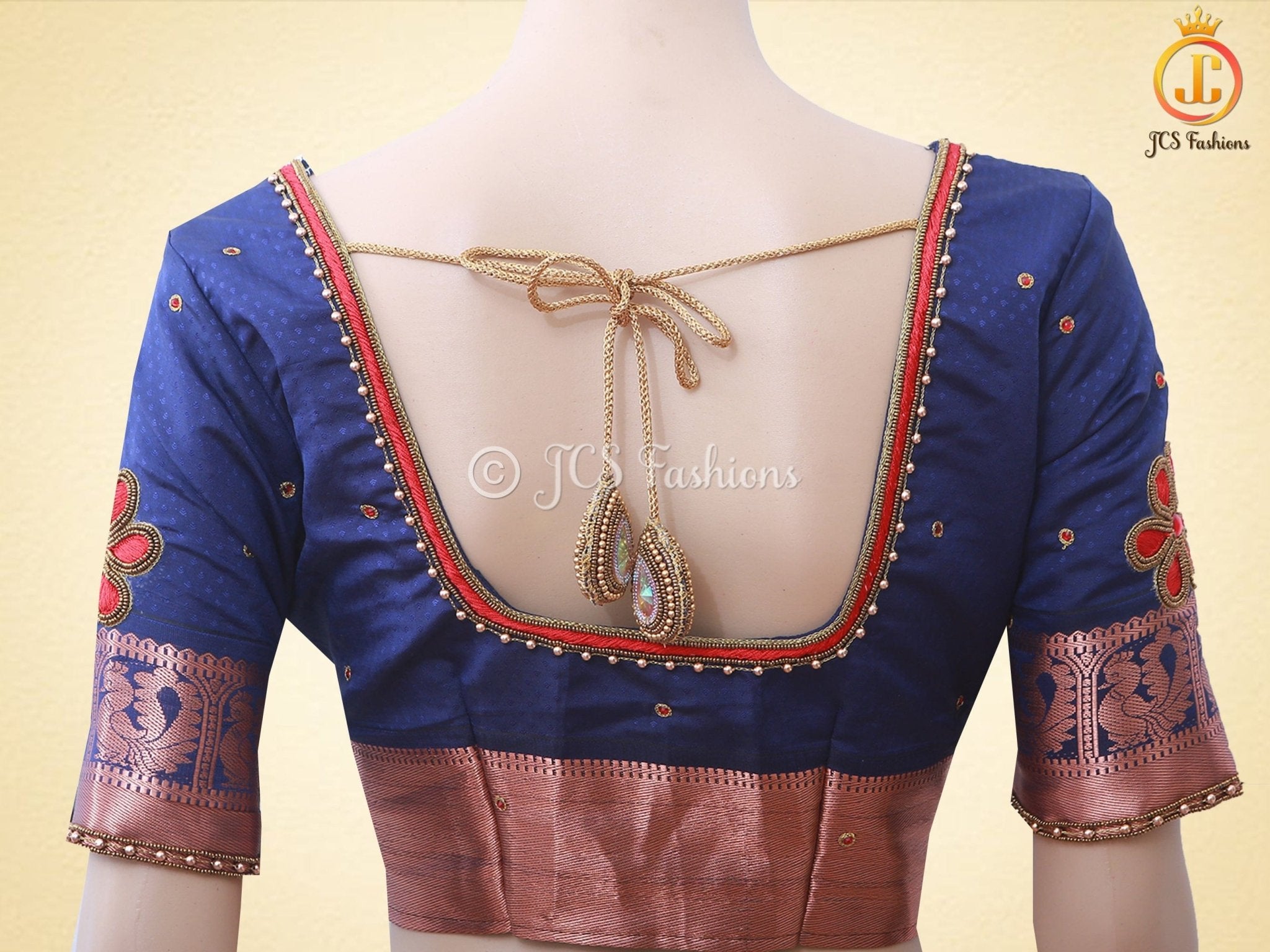 Korvai Buttas Semi-Silk Fabric Saree With Maggam Work Blouse SAREE JCS Fashions