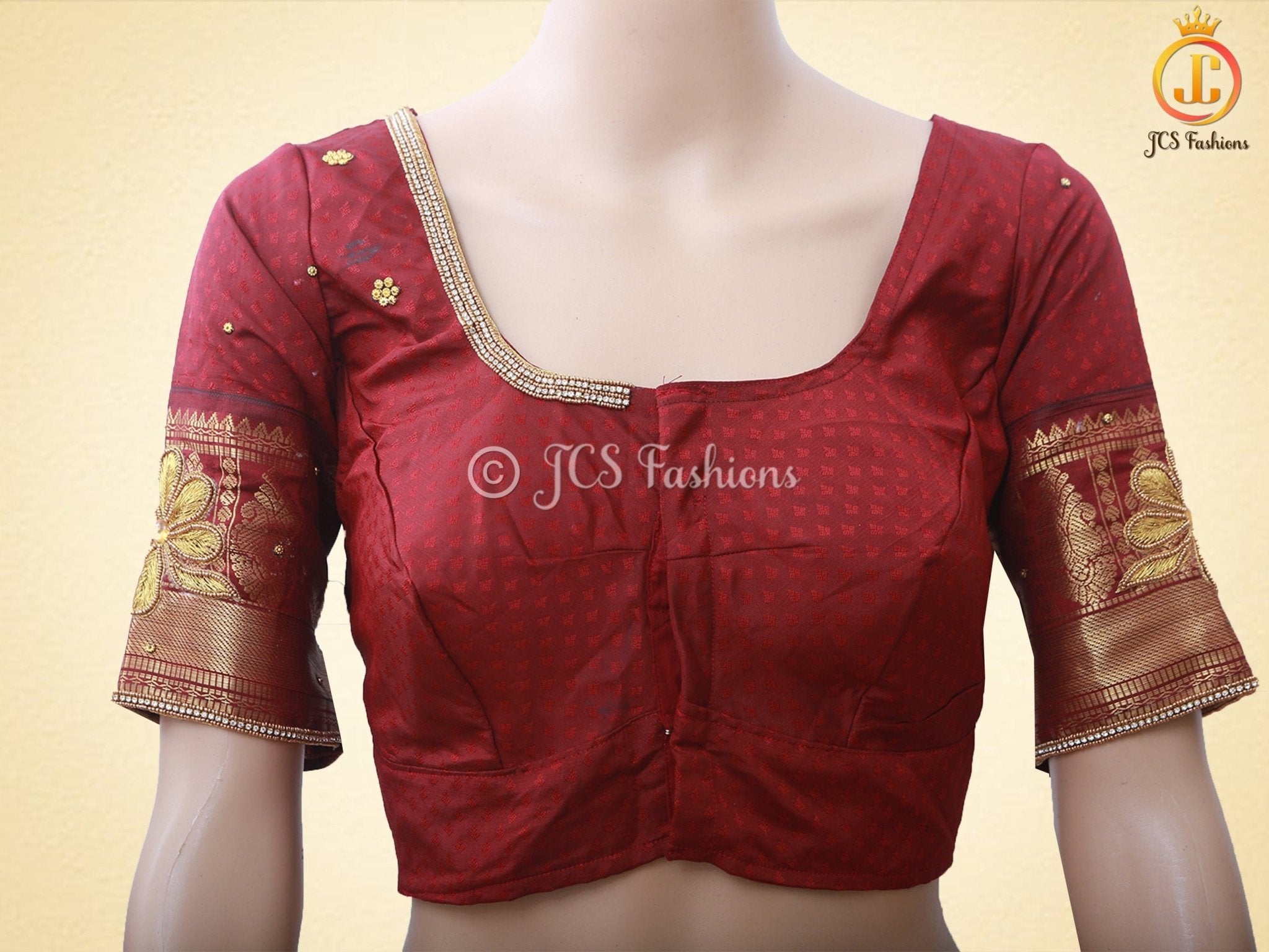 Korvai Plain Body Saree, Mustard Yellow And Brown Border With Blouse SAREE JCS Fashions