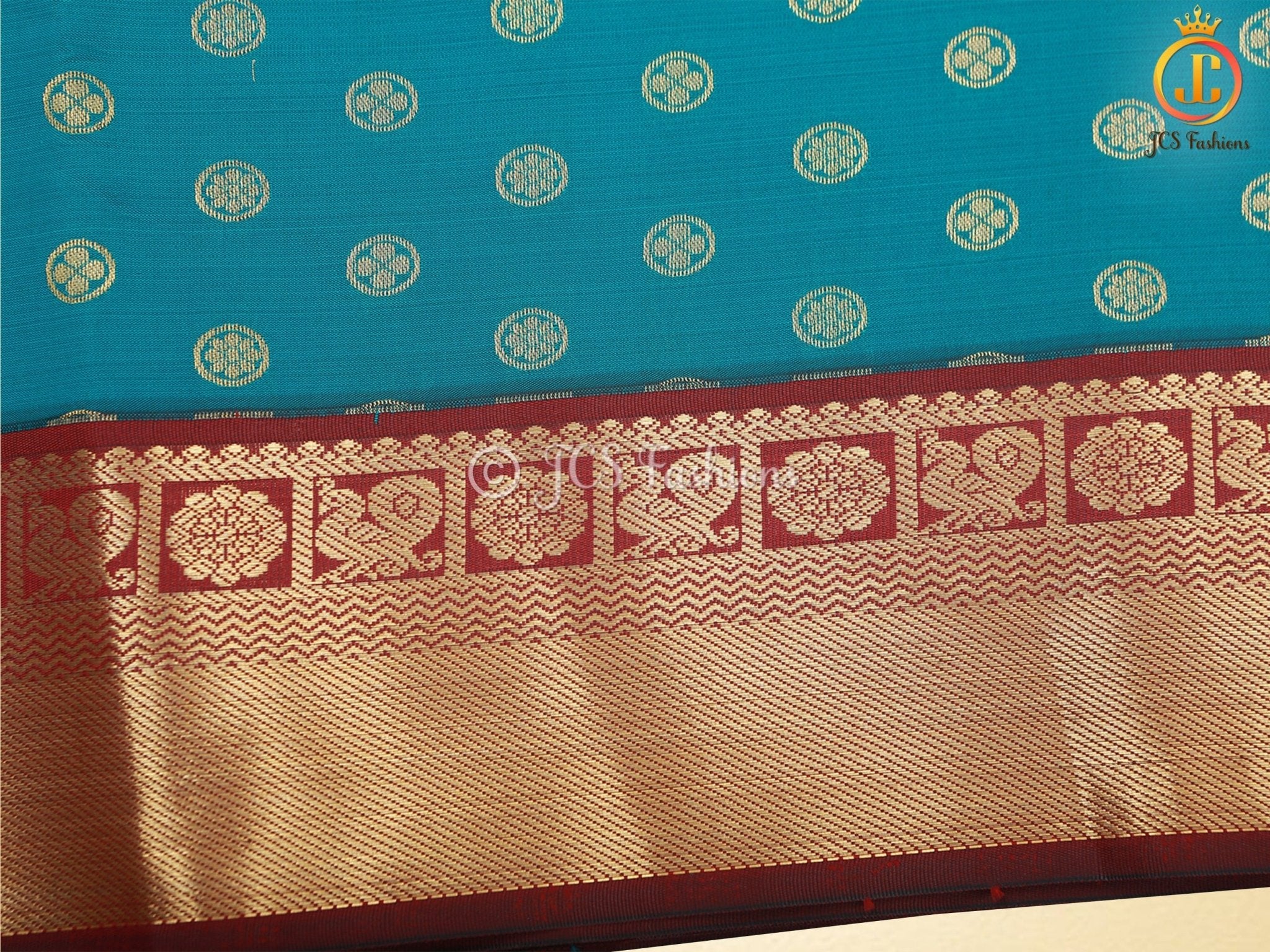 Korvai Semi Silk Saree With Maggam Work Blouse, Blue And Maroon SAREE JCS Fashions