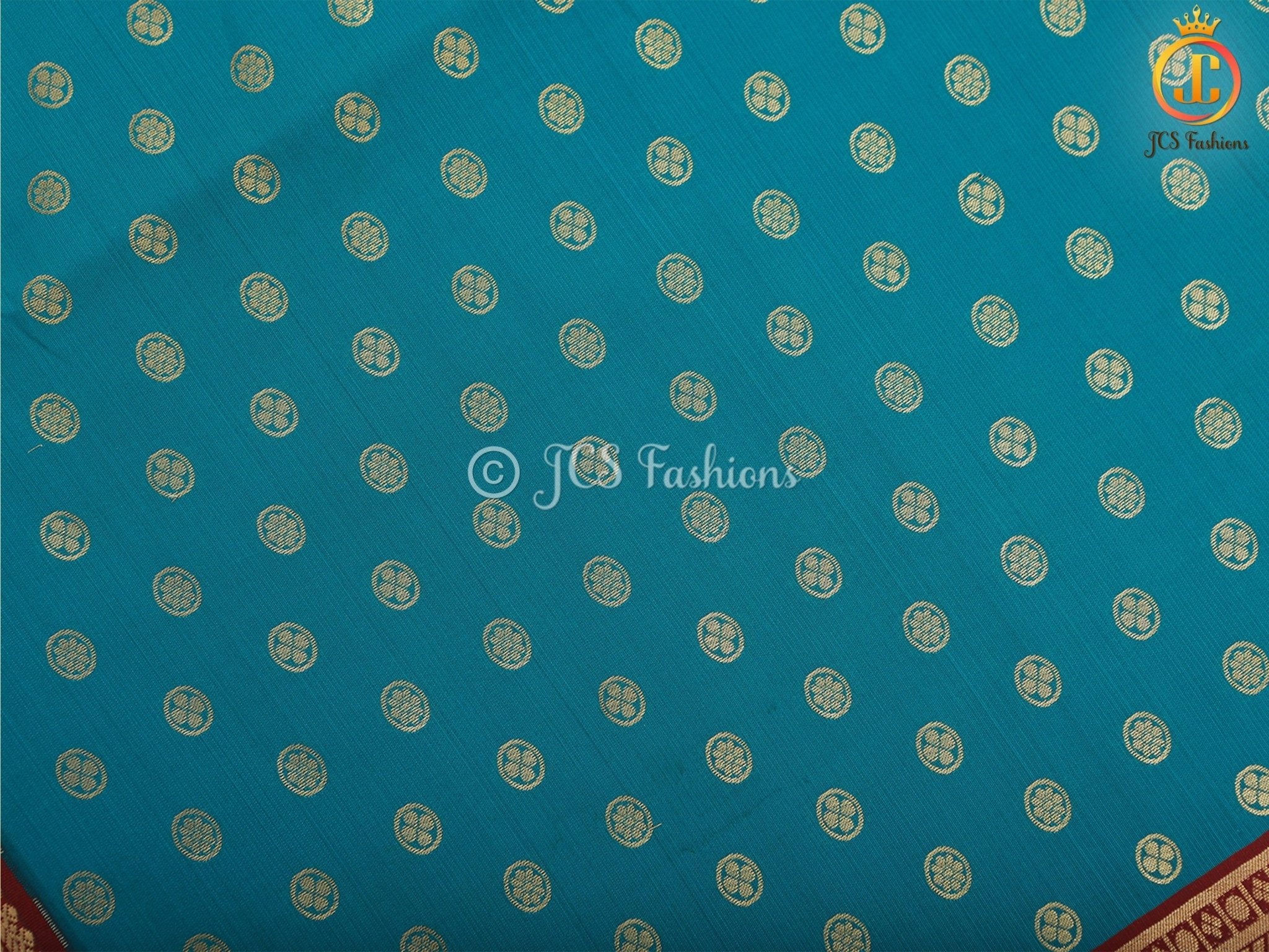 Korvai Semi Silk Saree With Maggam Work Blouse, Blue And Maroon SAREE JCS Fashions