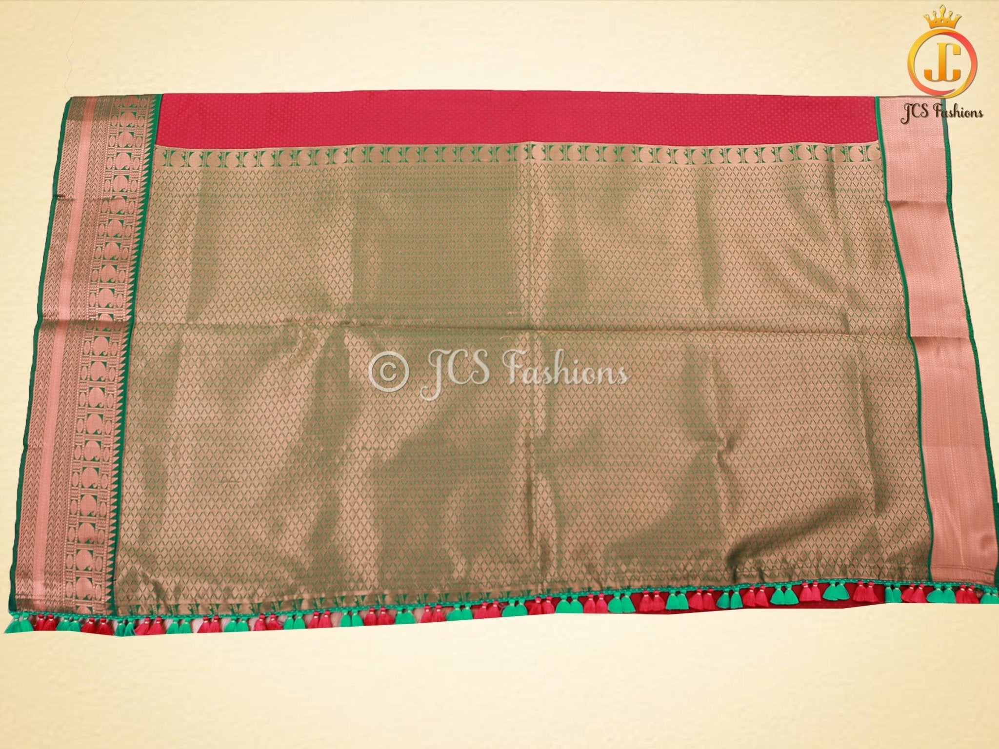 Maroon color Semi-Silk Saree With Maggam Work Blouse SAREE JCS Fashions