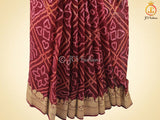 Maroon Pure Khaddi Georgette Rai Bandhej Saree, Silk Mark Certified SAREE JCS Fashions