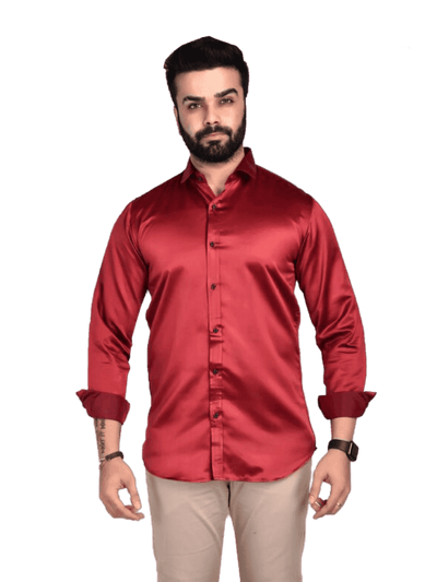 Men's Silk Shirt, Veshti Shirt, Indian Traditional Shirt MEN JCS Fashions Red Small