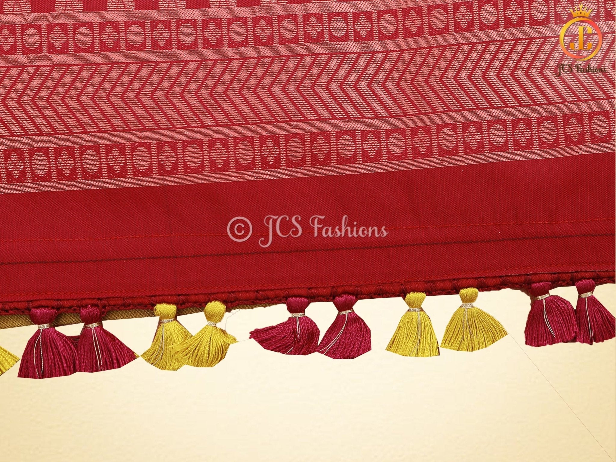Mustard Yellow Korvai Semi-Silk Saree With Maggam Work Blouse SAREE JCS Fashions