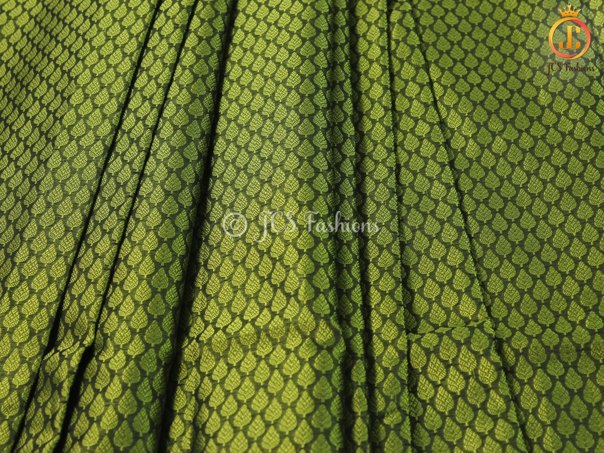 Olive green Kora Muslin Saree with ready to wear designer Blouse SAREE JCS Fashions
