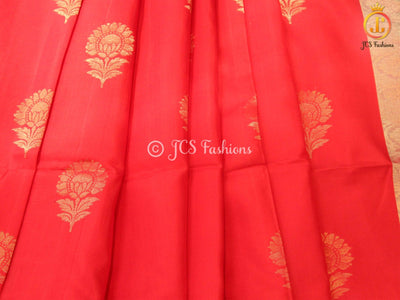 Original kanchipuram handloom Saree with Maggam work blouse SAREE JCS Fashions Red 5.5 meters