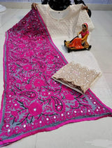 Beautiful chikankari work Kurti With Plazzo pants and Stole