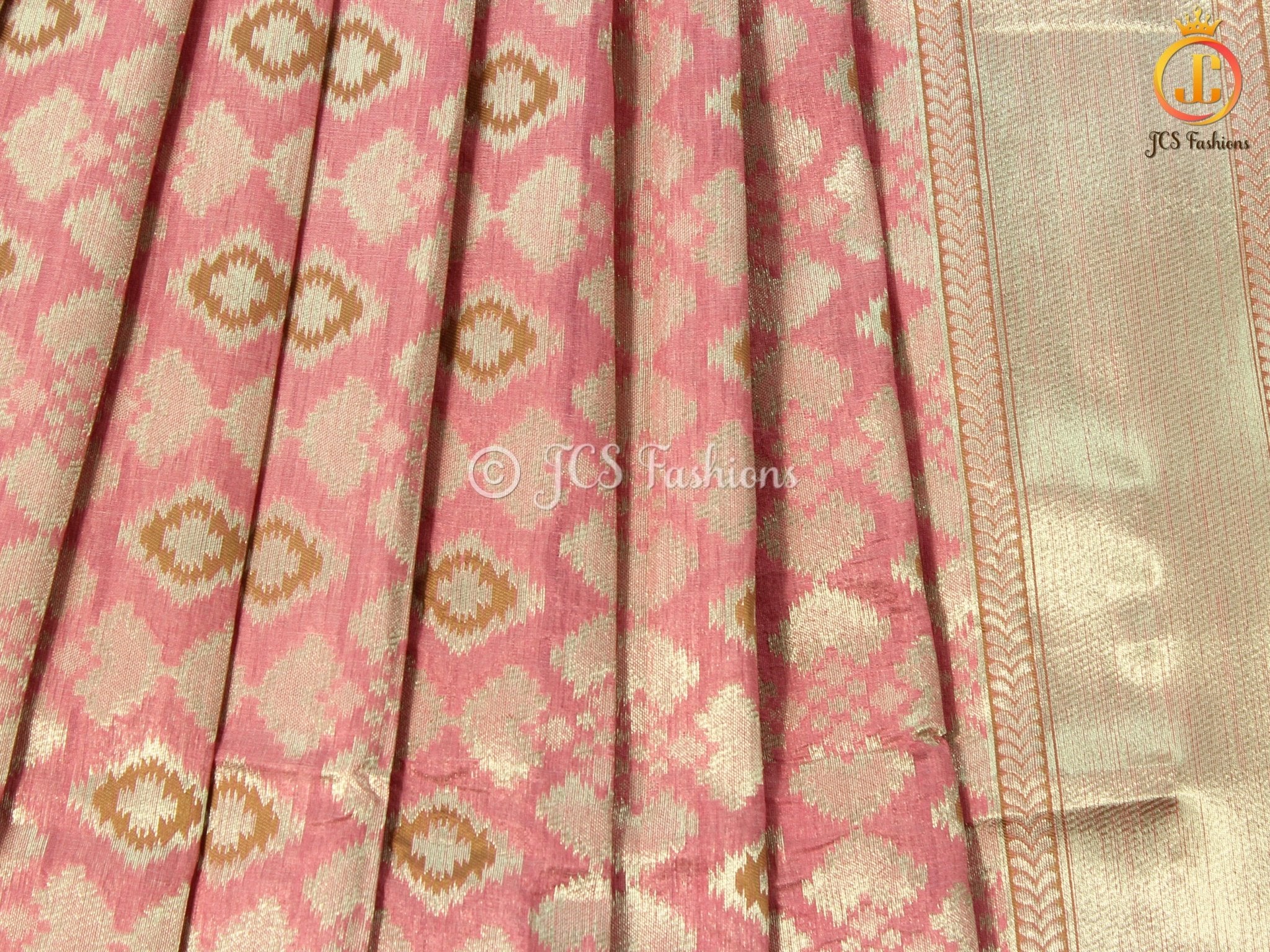 Premium Banarasi Weaving Embossed Tissue Cotton Silk Saree With Blouse SAREE JCS Fashions