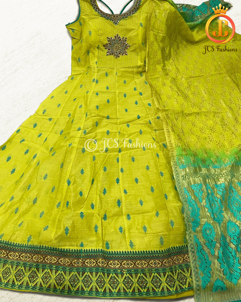 Premium Chanderi Long Gown with Beautiful Work - JCS Fashions
