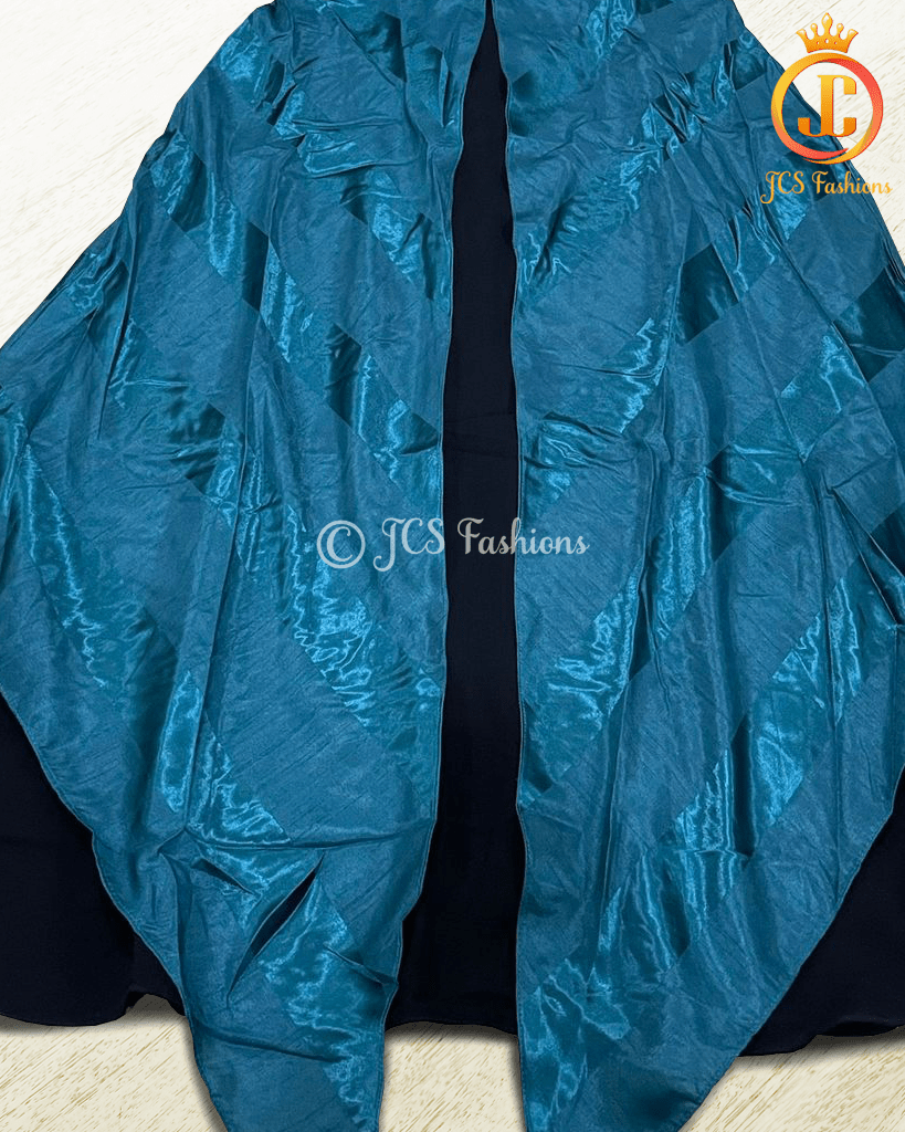 Premium Georgette Double Layer Pattern Long Gown in Blue - JCS Fashions
