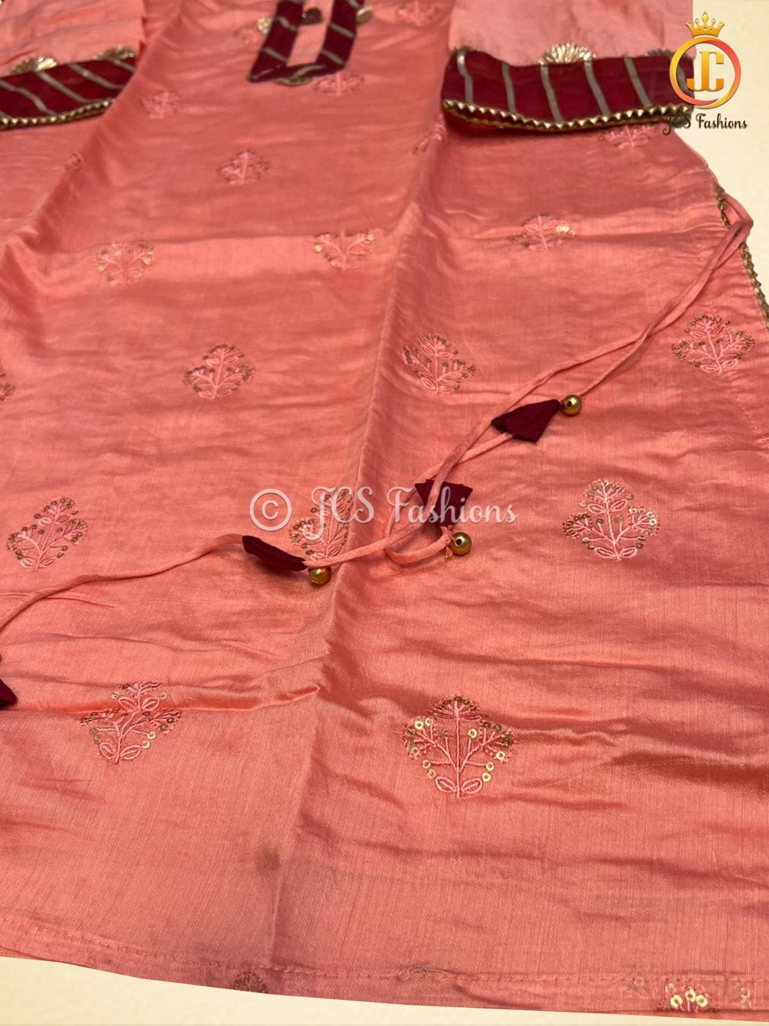 Pure Chanderi Sharara Set with Dupatta - Elegant Ethnic Ensemble Kurti JCS Fashions