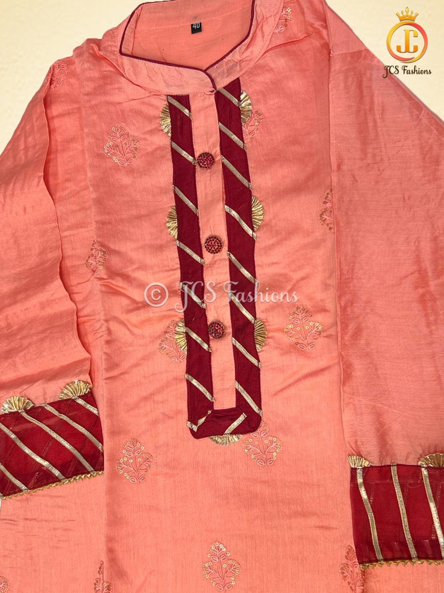 Pure Chanderi Sharara Set with Dupatta - Elegant Ethnic Ensemble Kurti JCS Fashions