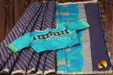 Pure Chanderi silk saree with Ready to wear blouse Saree JCS Fashions navy blue 5.5 meters