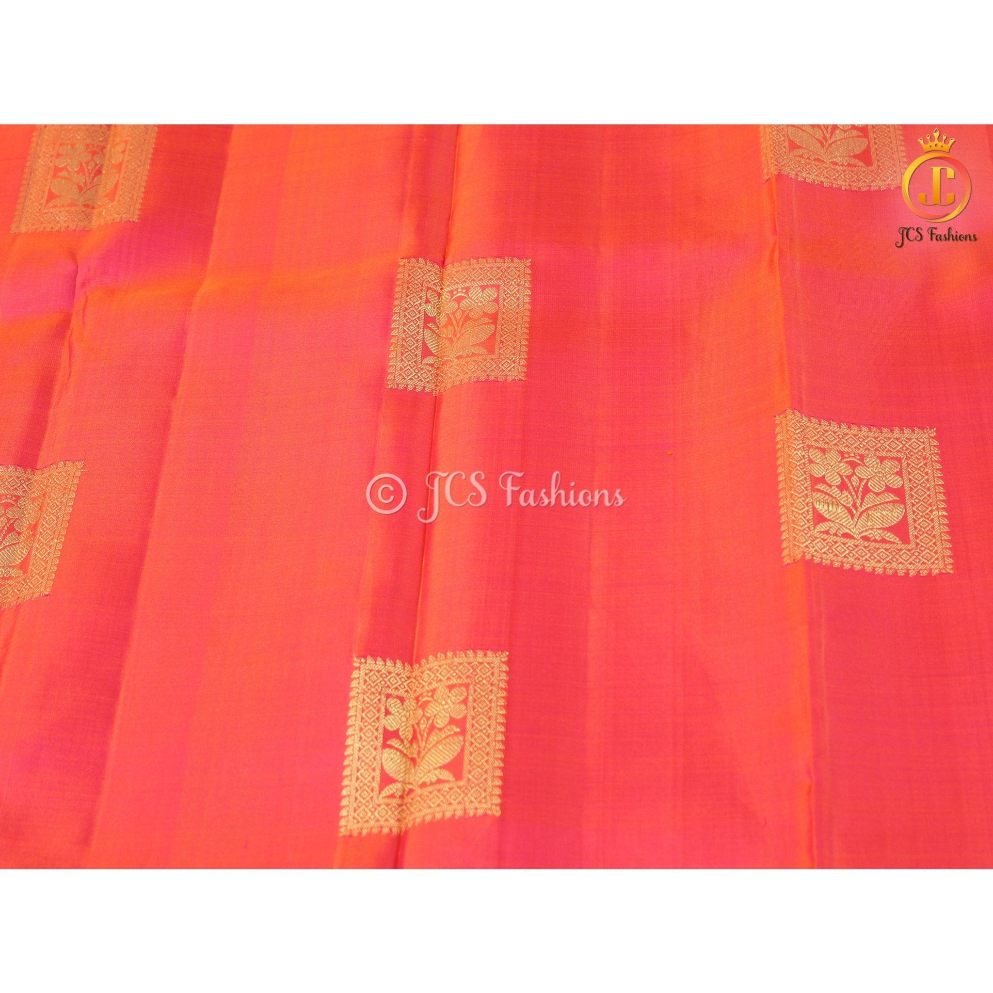 Pure Kanchipuram Handloom Silk Saree With Fully Stitched Blouse - JCS Fashions