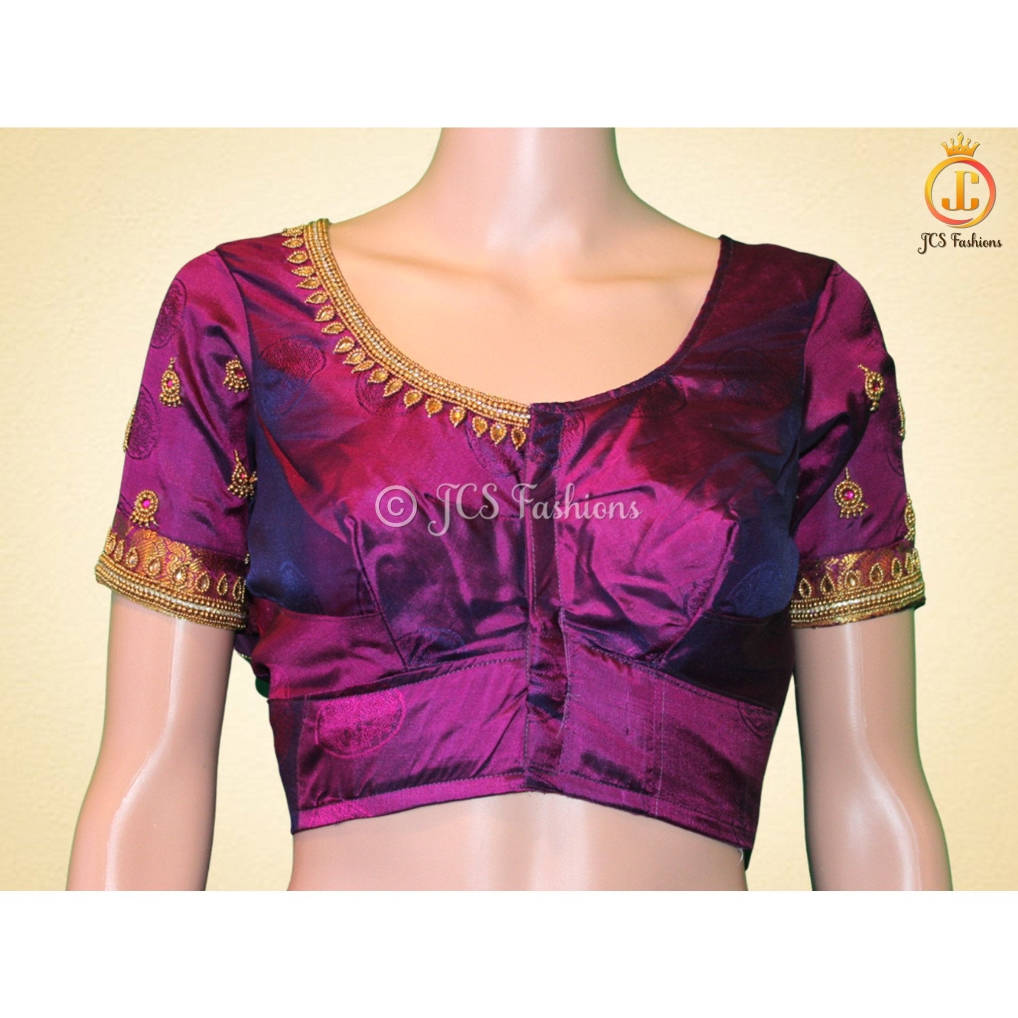 Pure kanchipuram pattu saree, Fully stitched blouse, Ships from USA SAREE JCS Fashions