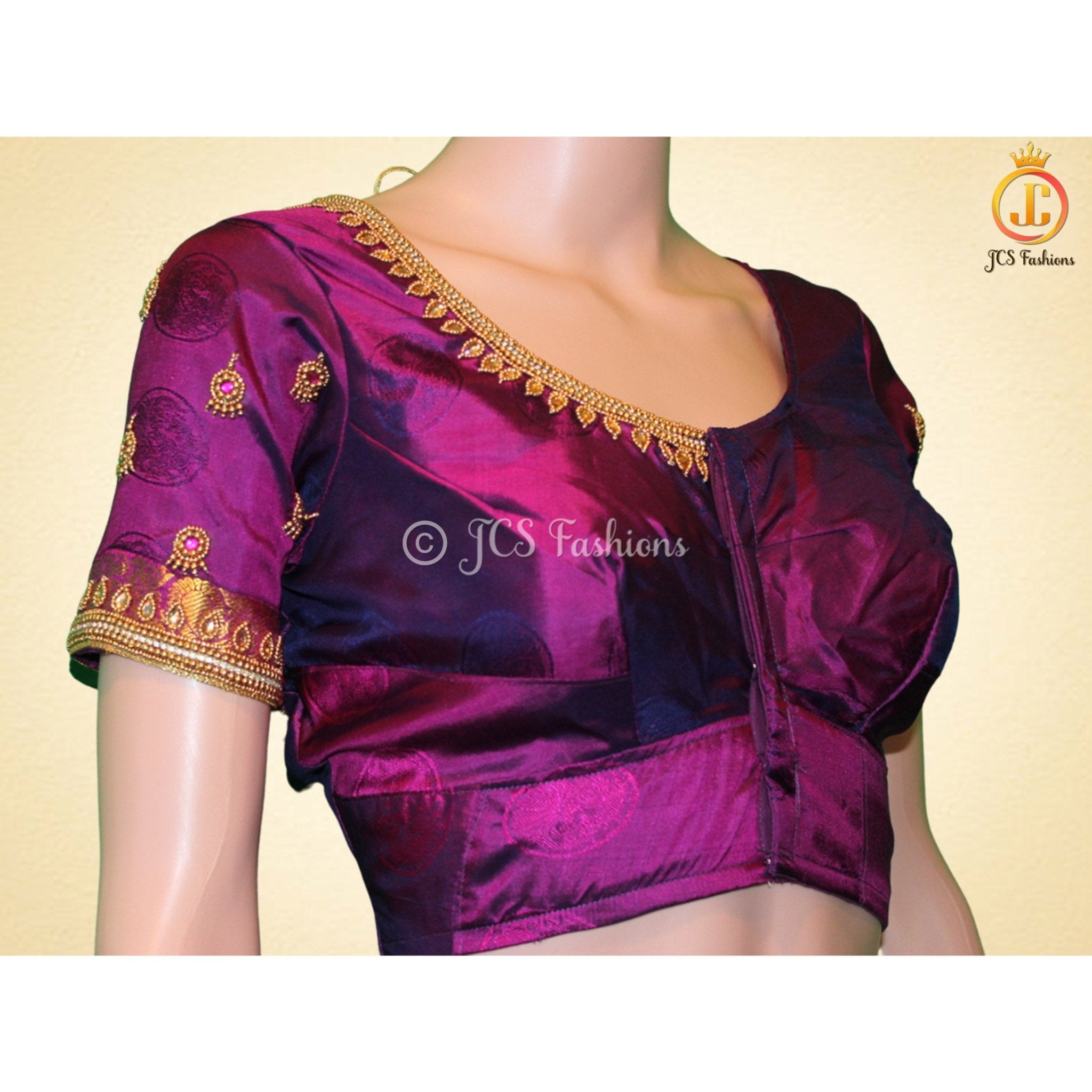 Pure kanchipuram pattu saree, Fully stitched blouse, Ships from USA SAREE JCS Fashions