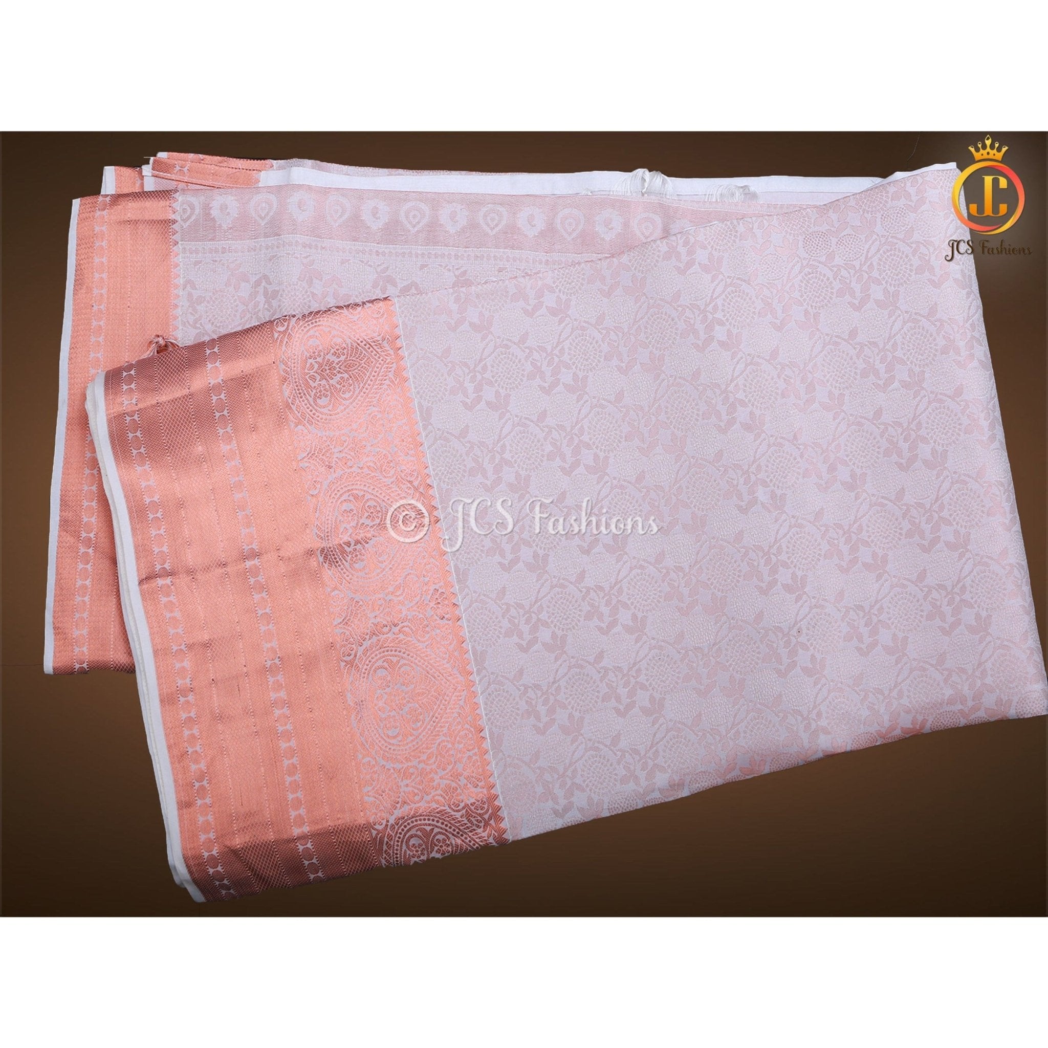 Pure Kanchipuram Silk Saree With Blouse, Copper Zari, Wedding Wear SAREE JCS Fashions
