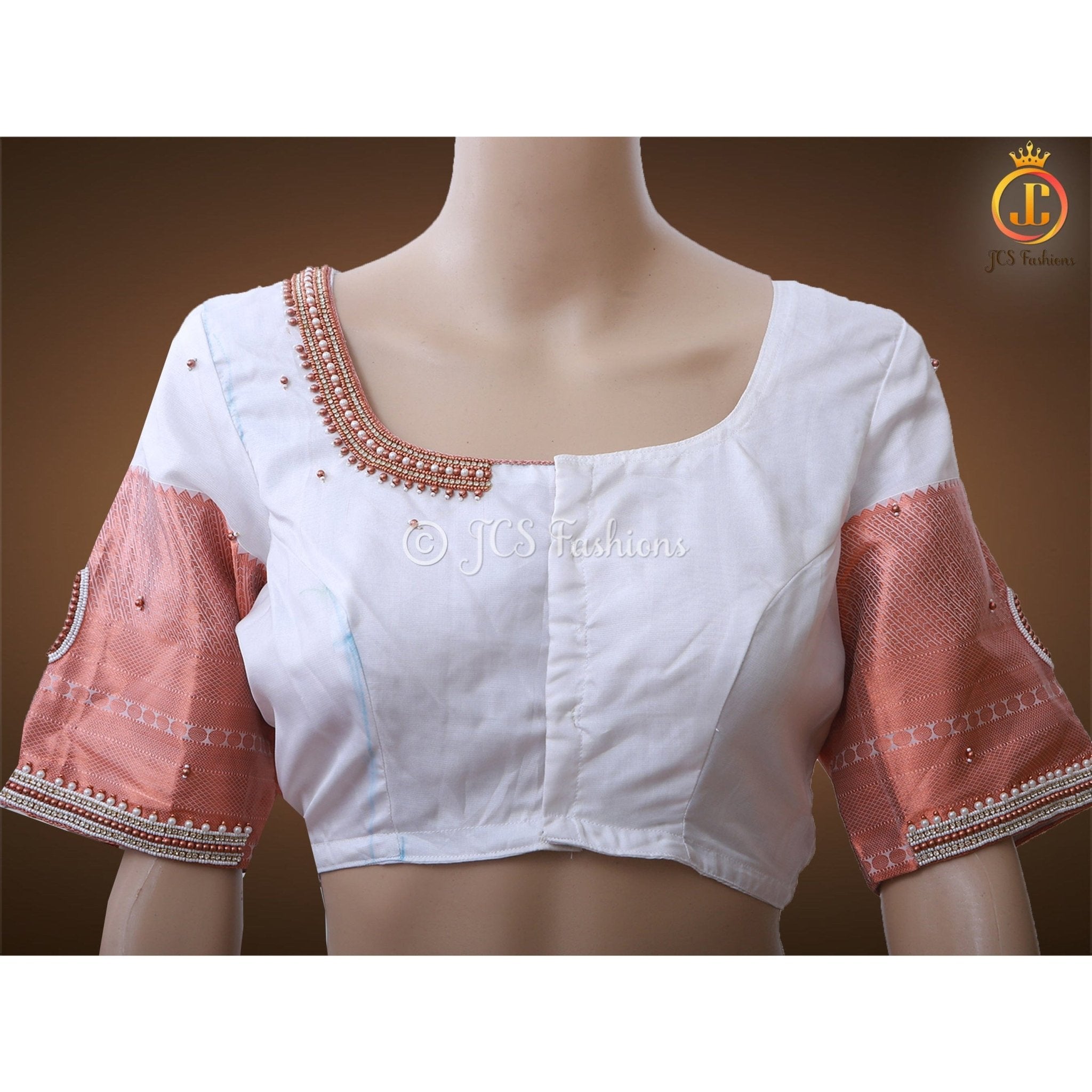 Pure Kanchipuram Silk Saree With Blouse, Copper Zari, Wedding Wear SAREE JCS Fashions