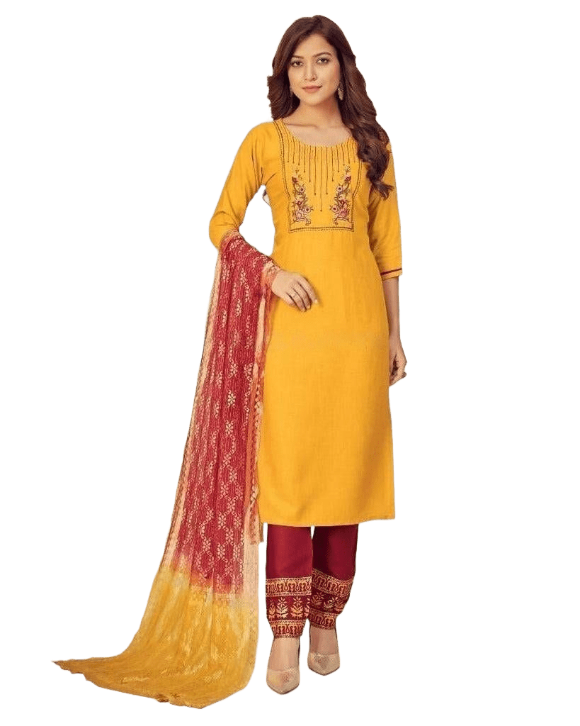Rayon Slub Embroidery Work Salwar - JCS Fashions